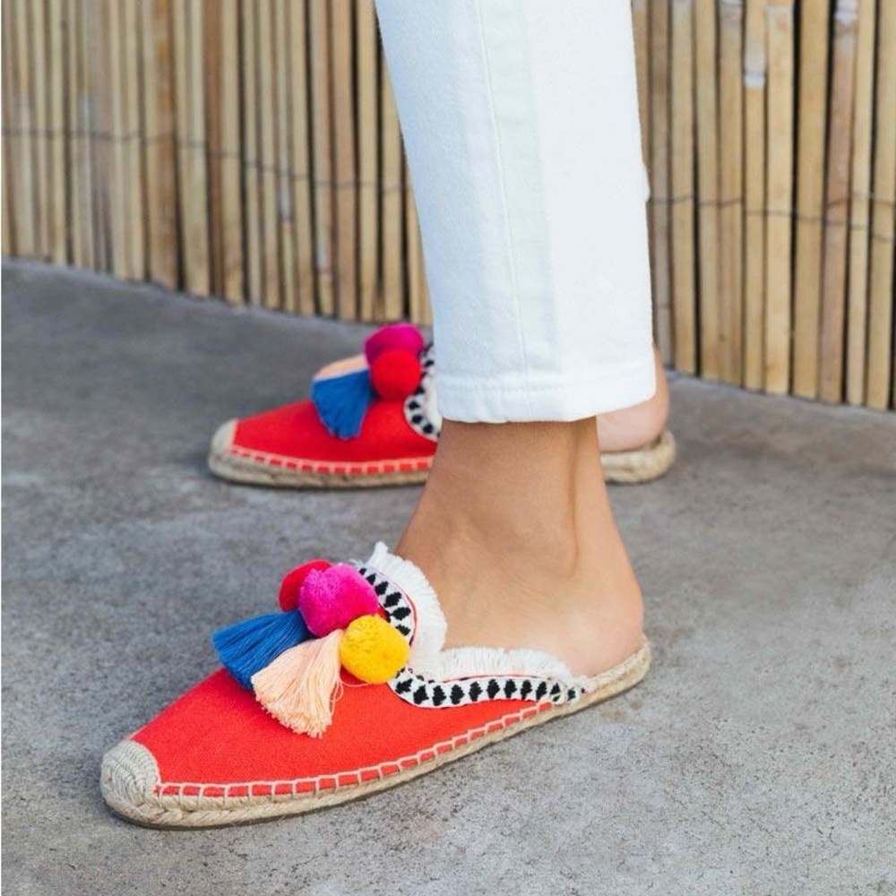 Soludos Red Tassel Espadrille Mules